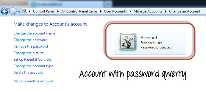 Account with password